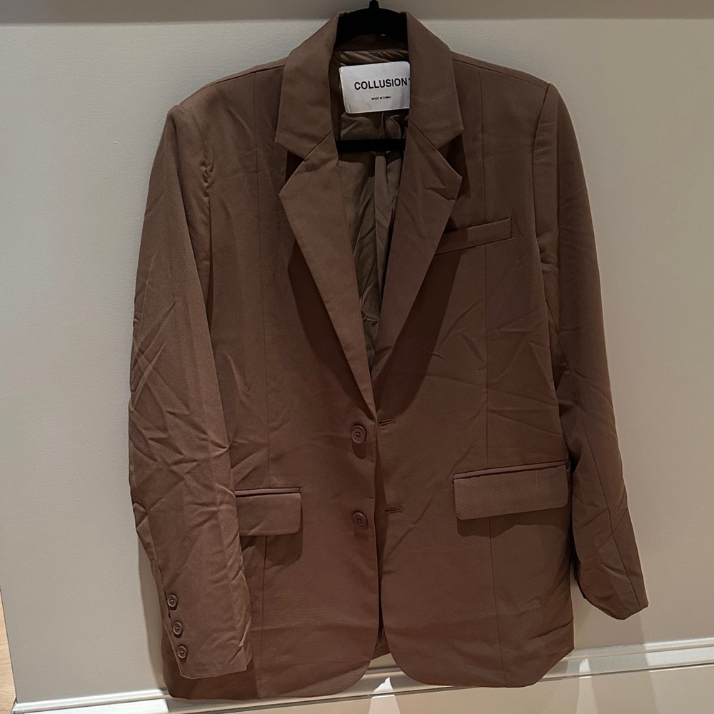COLLUSION premium tailored blazer in khaki